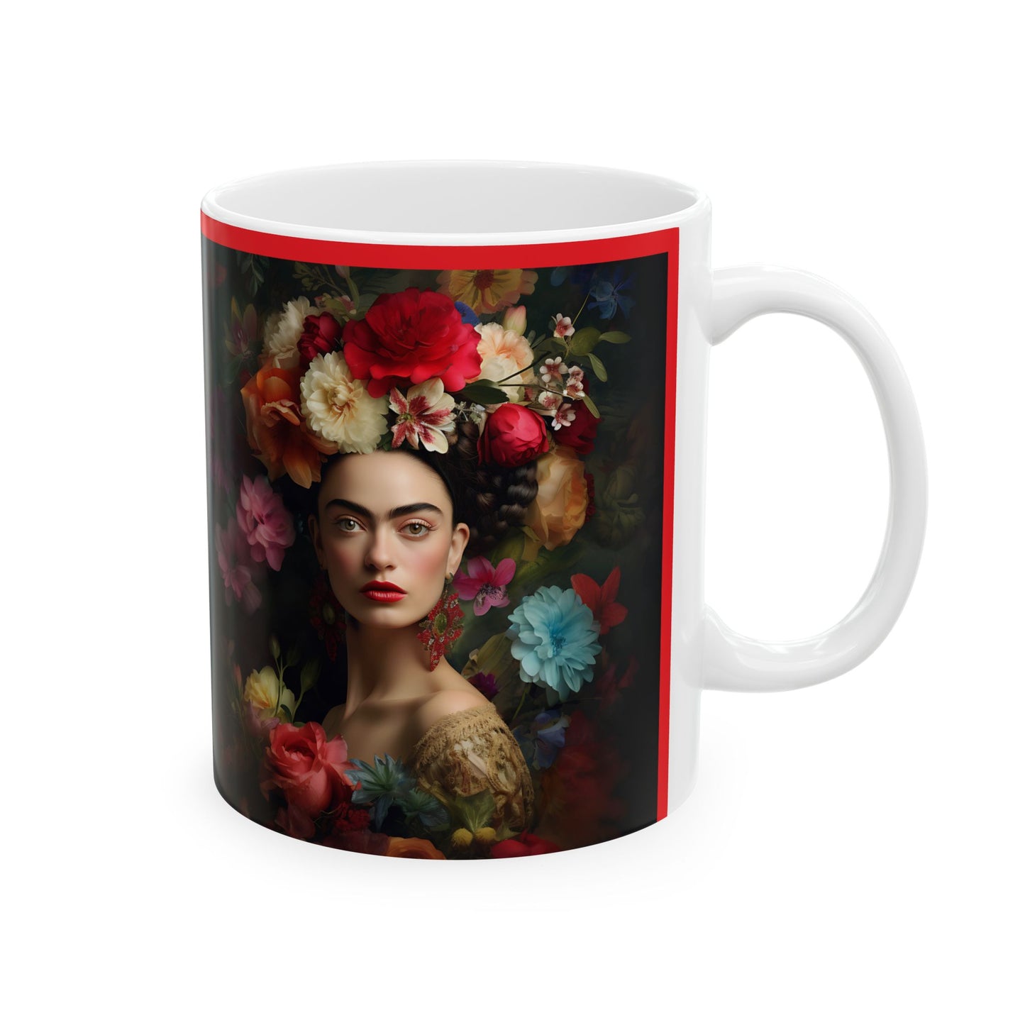 Floral Portrait Ceramic Mug - Elegant 11oz & 15oz Coffee Cup