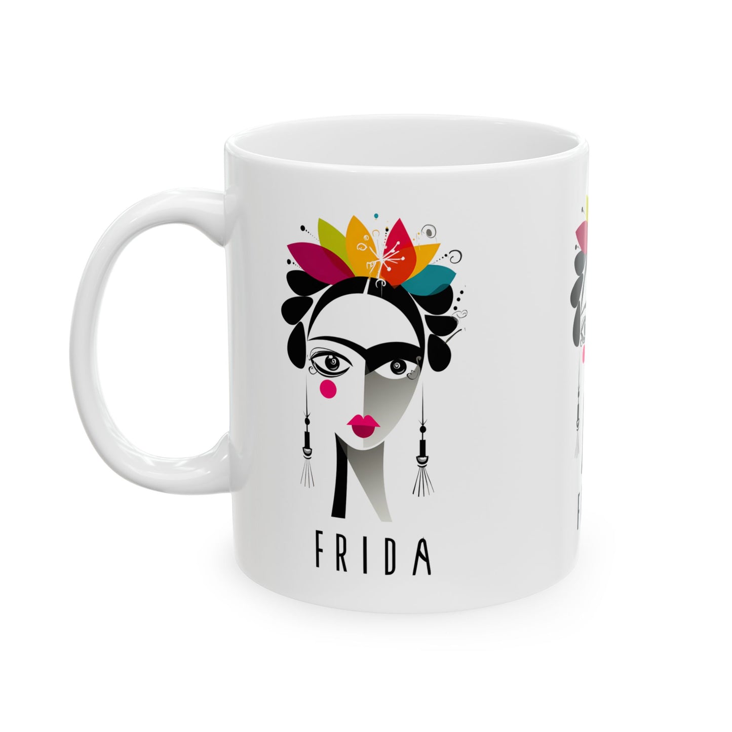Frida Kahlo Inspired Ceramic Mug - Artistic Coffee Cup for Art Lovers, Gift for Friends, Unique Home Decor, 11oz, 15oz