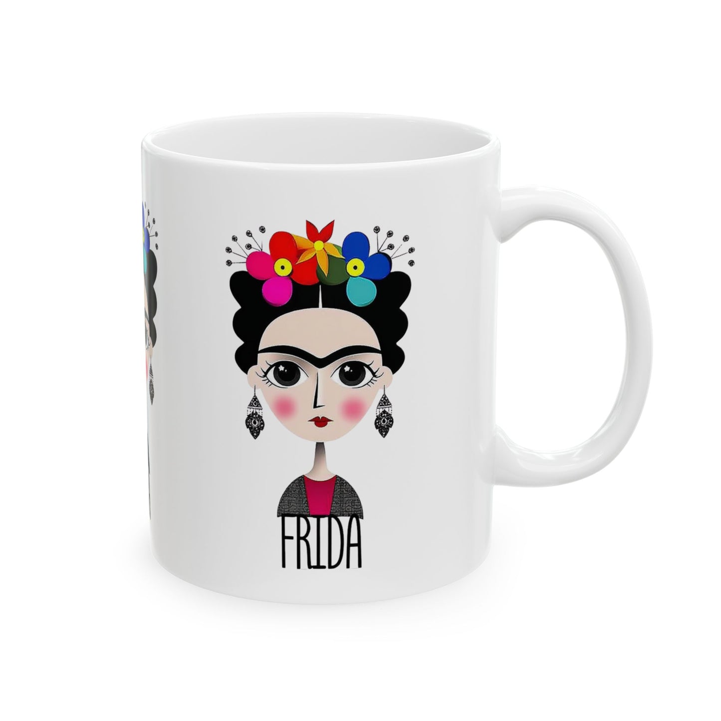 Frida Kahlo Inspired Ceramic Mug - Artistic Coffee Cup for Art Lovers, Gift for Friends, Unique Home Decor, 11oz, 15oz