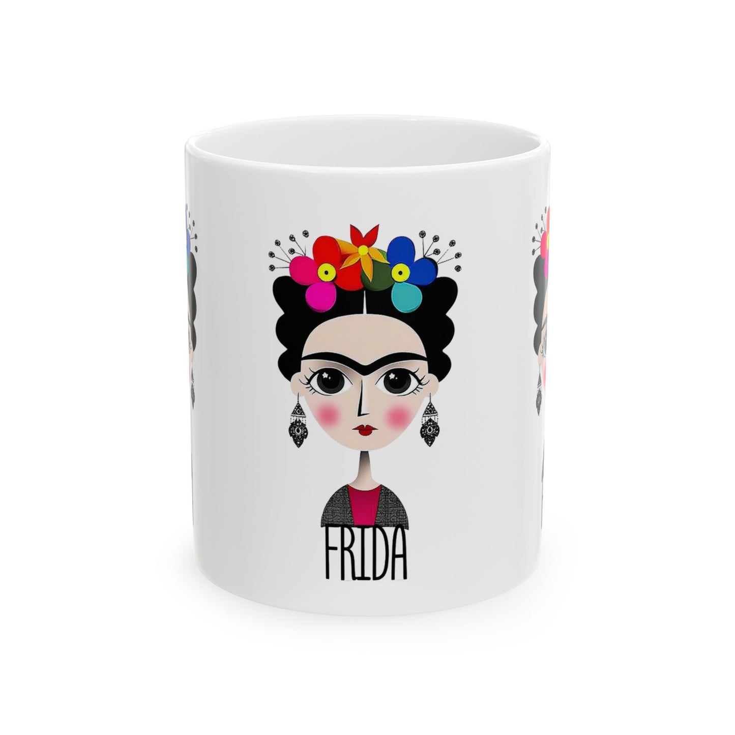 Frida Kahlo Inspired Ceramic Mug - Artistic Coffee Cup for Art Lovers, Gift for Friends, Unique Home Decor, 11oz, 15oz