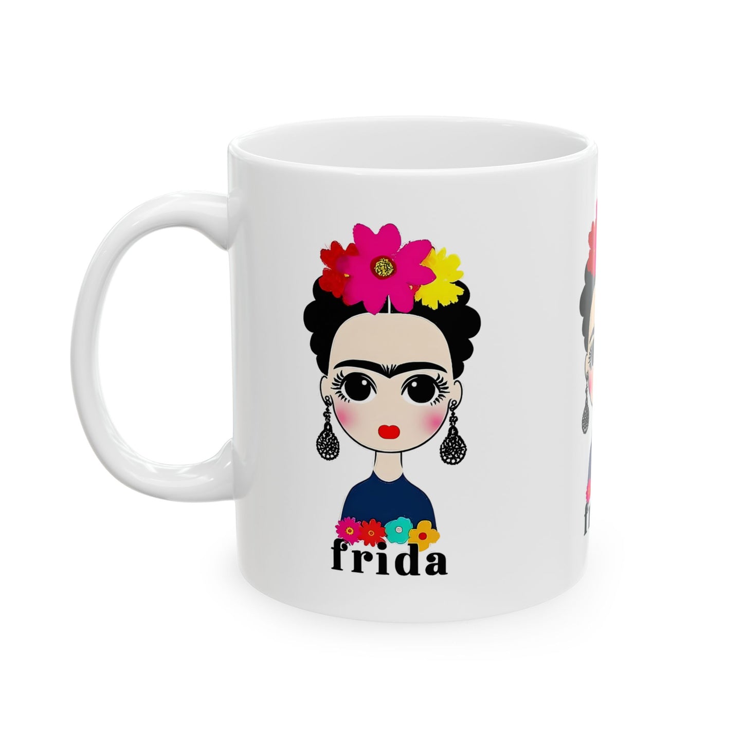 Frida Kahlo Inspired Ceramic Mug - Artistic Coffee Cup for Art Lovers, Gift for Friends, Unique Home Decor, 11oz, 15oz