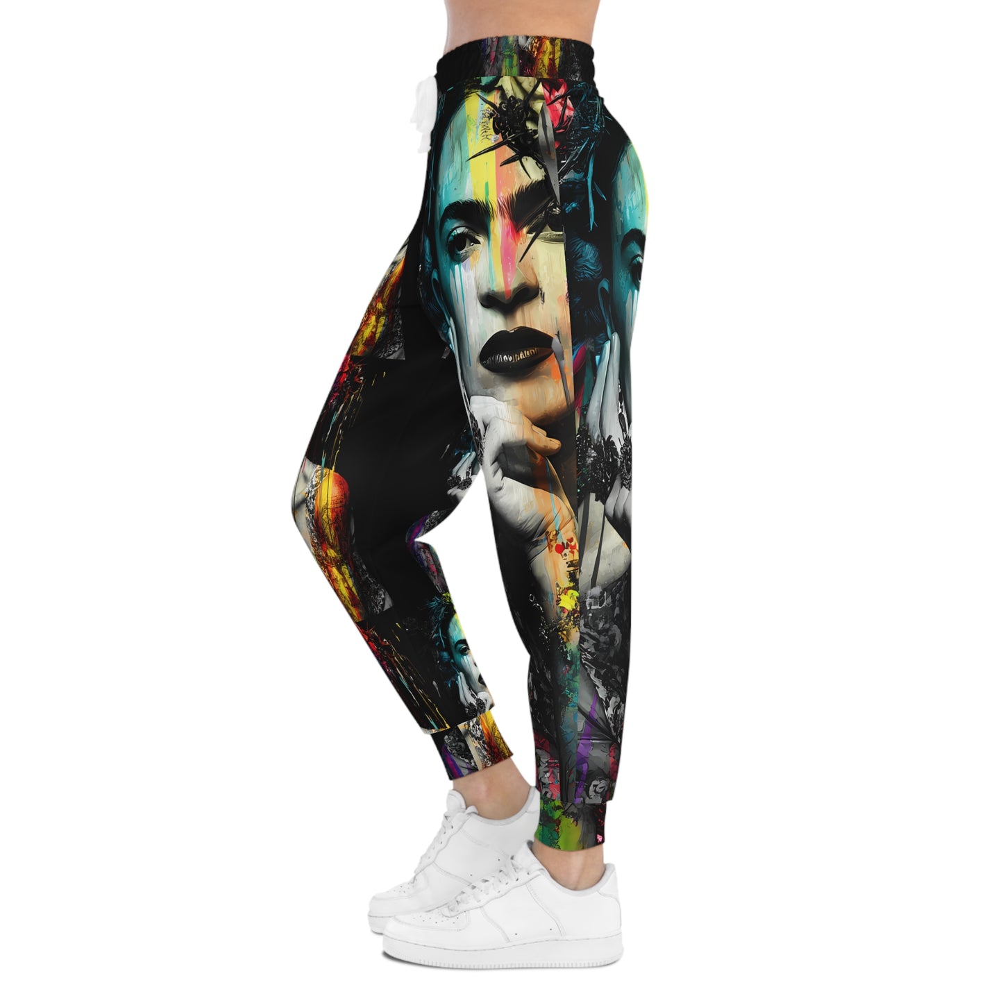 Vibrant Artistic Joggers, Frida Kahlo Inspired Athleisure Pants, Creative Lounge Trousers, Colorful Art Joggers, Unique Gift for Art Lovers