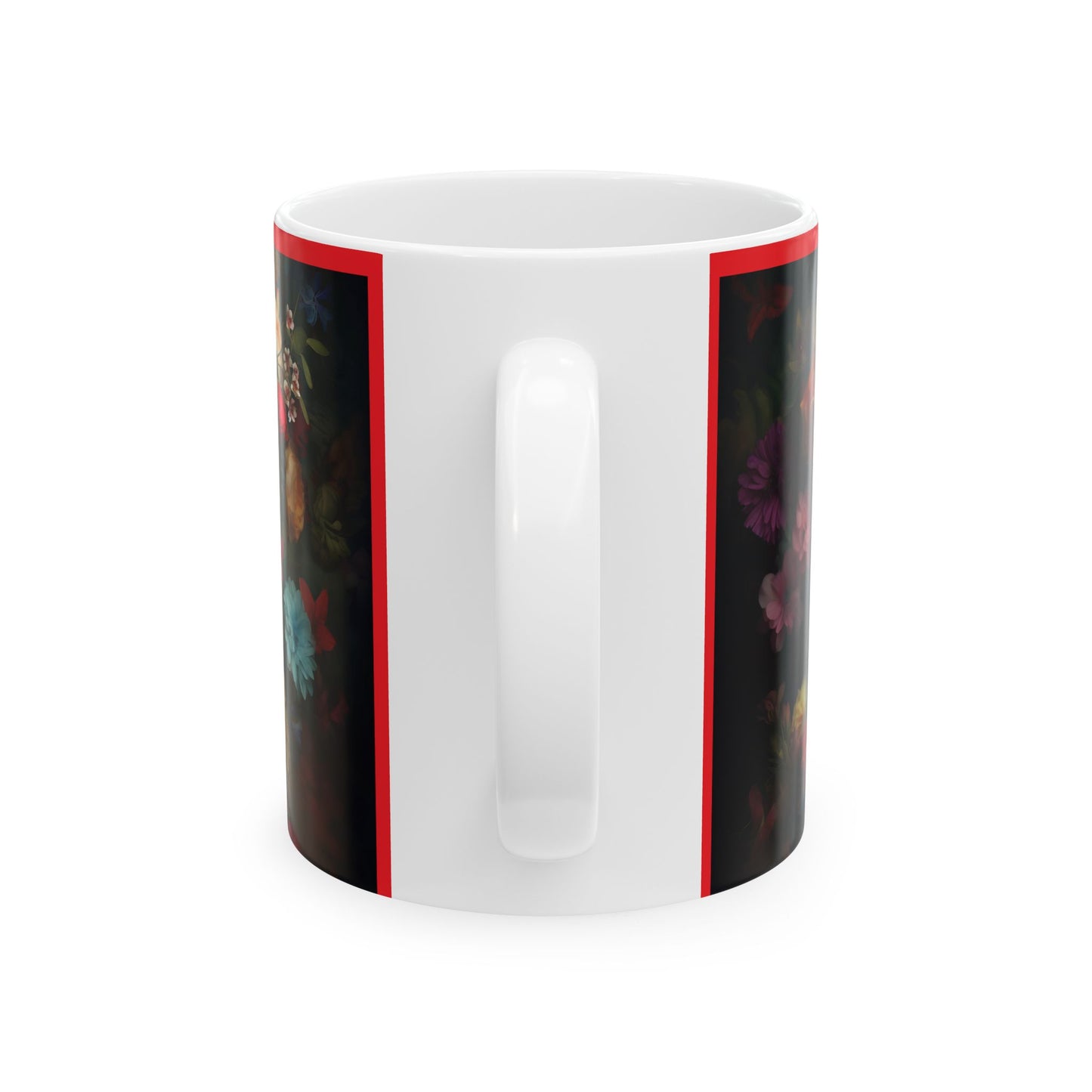 Floral Portrait Ceramic Mug - Elegant 11oz & 15oz Coffee Cup
