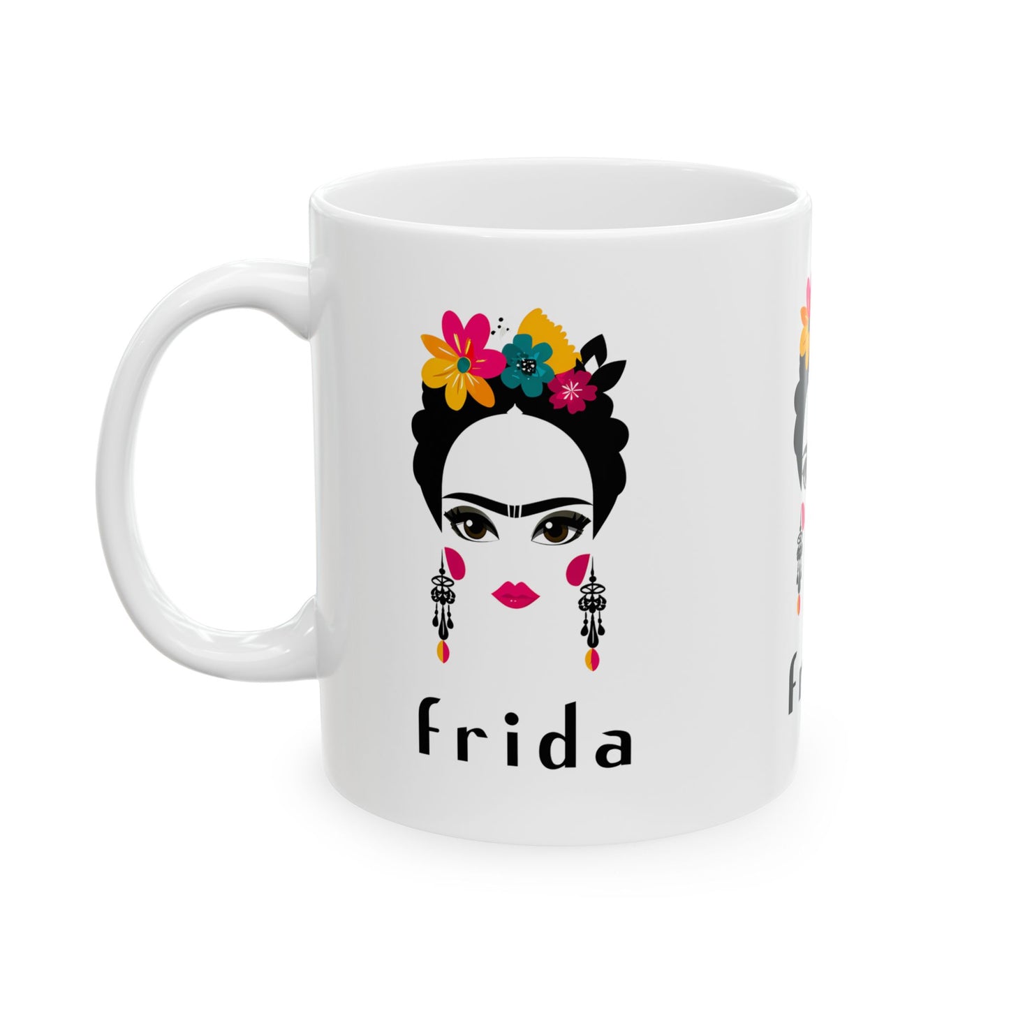 Frida Kahlo Inspired Ceramic Mug - Artistic Coffee Cup for Art Lovers, Gift for Friends, Unique Home Decor, 11oz, 15oz