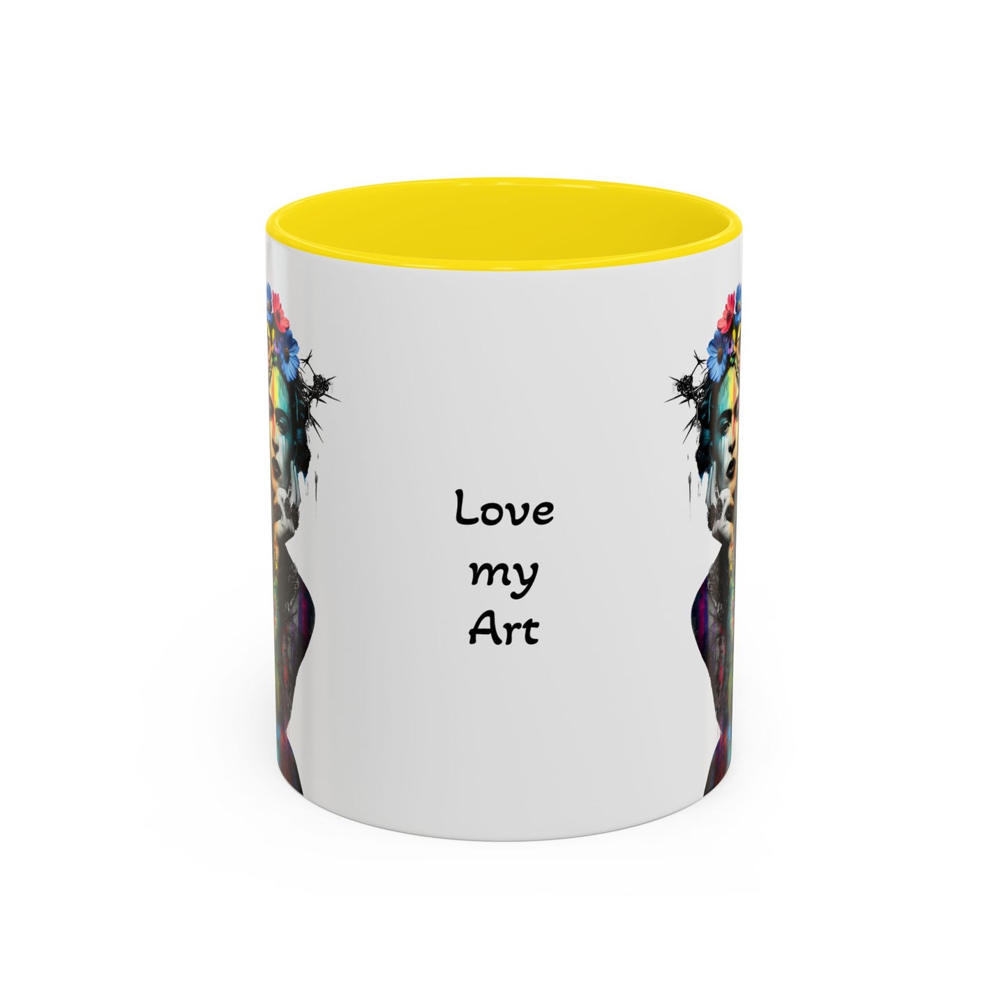 Frida Kahlo Inspired Accent Coffee Mug - "Love My Art" - 11 & 15oz
