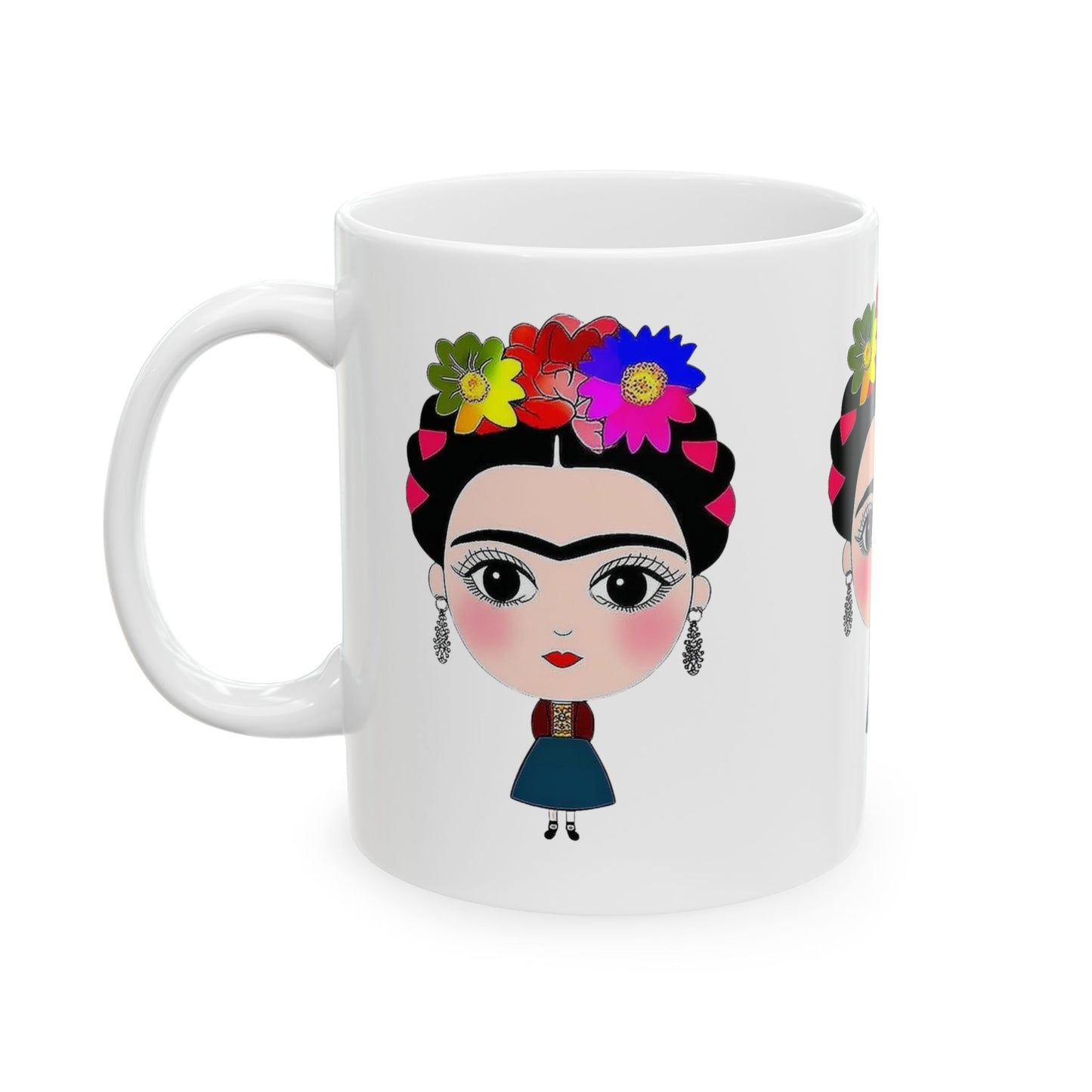 Frida Kahlo Inspired Ceramic Mug - Artistic Coffee Cup for Art Lovers, Gift for Friends, Unique Home Decor, 11oz, 15oz