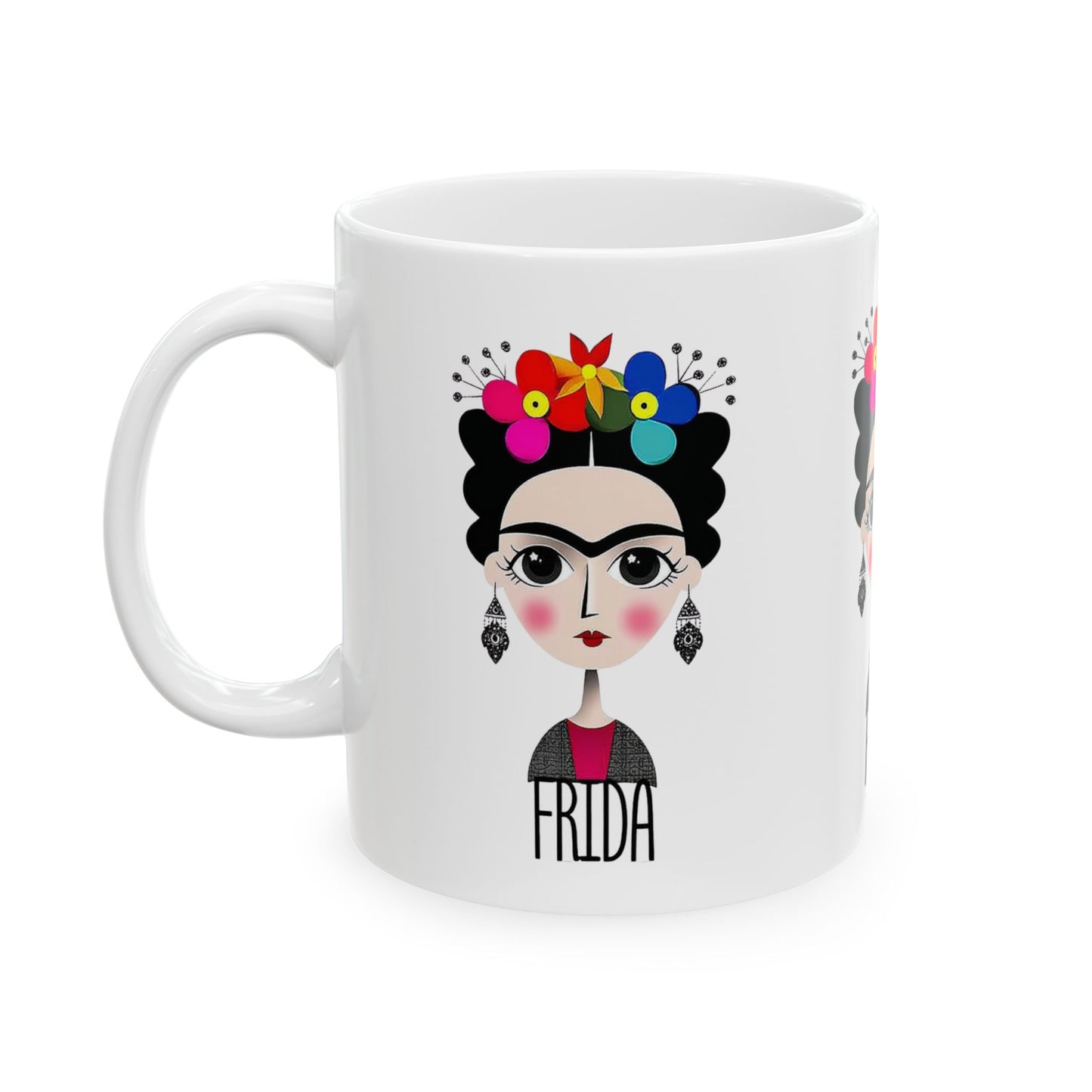 Frida Kahlo Inspired Ceramic Mug - Artistic Coffee Cup for Art Lovers, Gift for Friends, Unique Home Decor, 11oz, 15oz