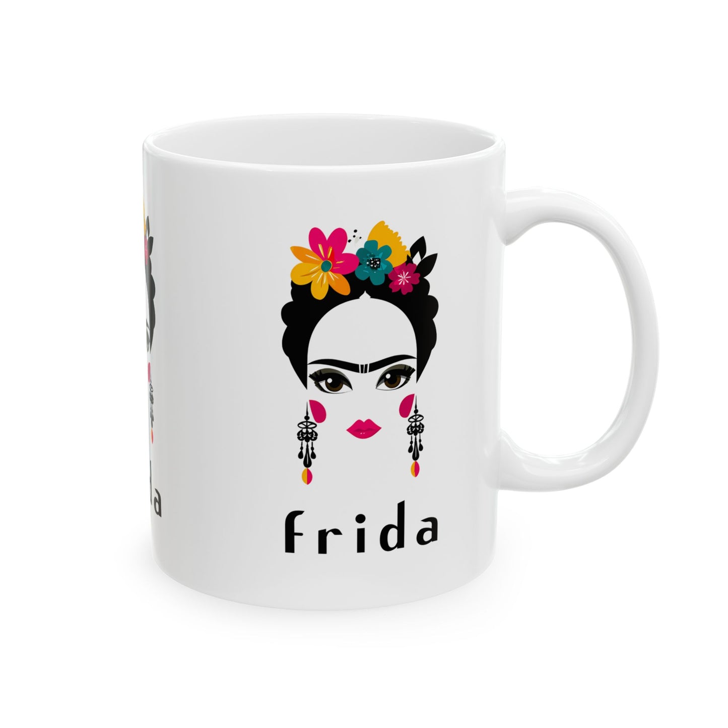 Frida Kahlo Inspired Ceramic Mug - Artistic Coffee Cup for Art Lovers, Gift for Friends, Unique Home Decor, 11oz, 15oz