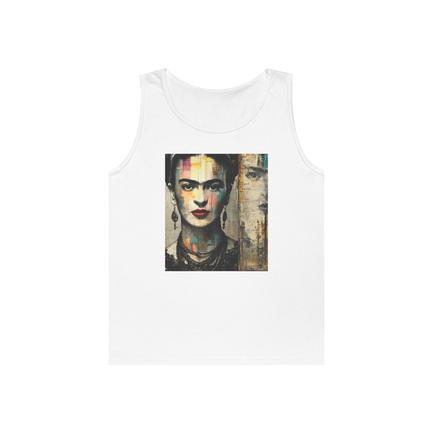 Frida Inspired Unisex Heavy Cotton Tank Top, Art Lover Gift, Summer Fashion, LGBTQ+ Pride Apparel, Boho Style Clothing, Vintage Aesthetic