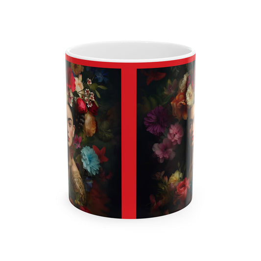 Floral Portrait Ceramic Mug - Elegant 11oz & 15oz Coffee Cup