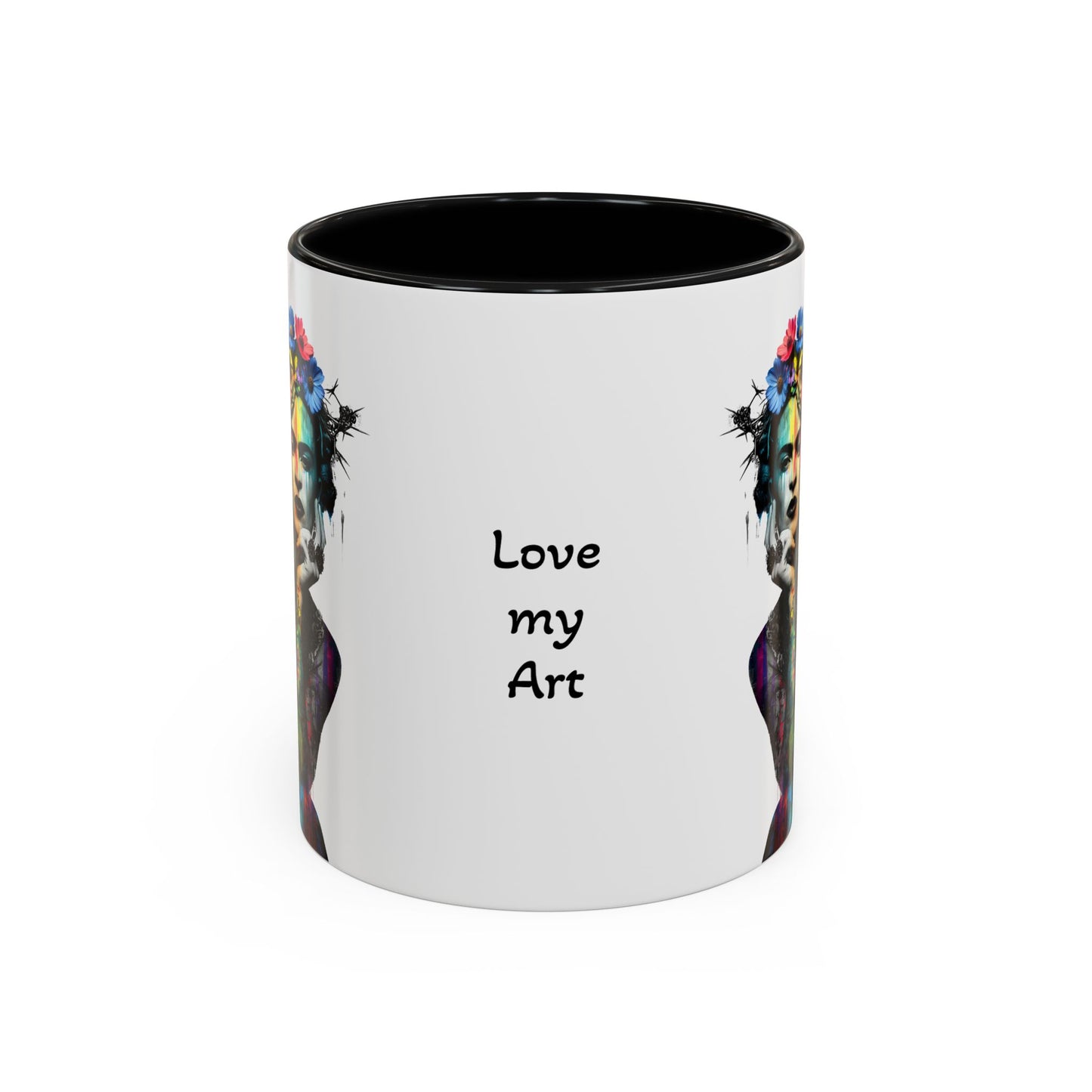 Frida Kahlo Inspired Accent Coffee Mug - "Love My Art" - 11 & 15oz