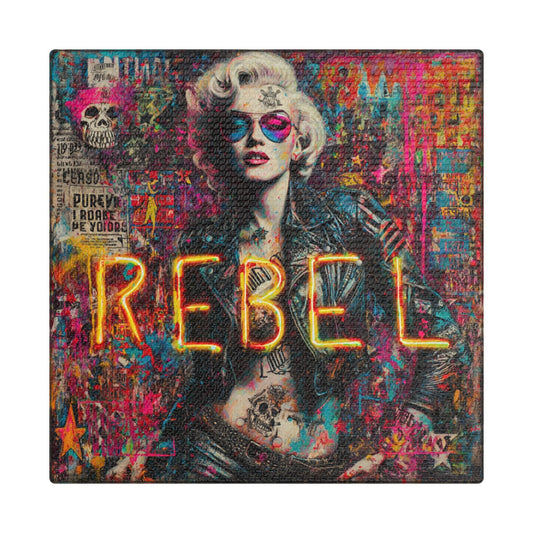 Rebel Art Canvas Wall Decor, Cool Bedroom Wall Art, Modern Aesthetic Home Decor, Gift for Artists, Neon Artwork