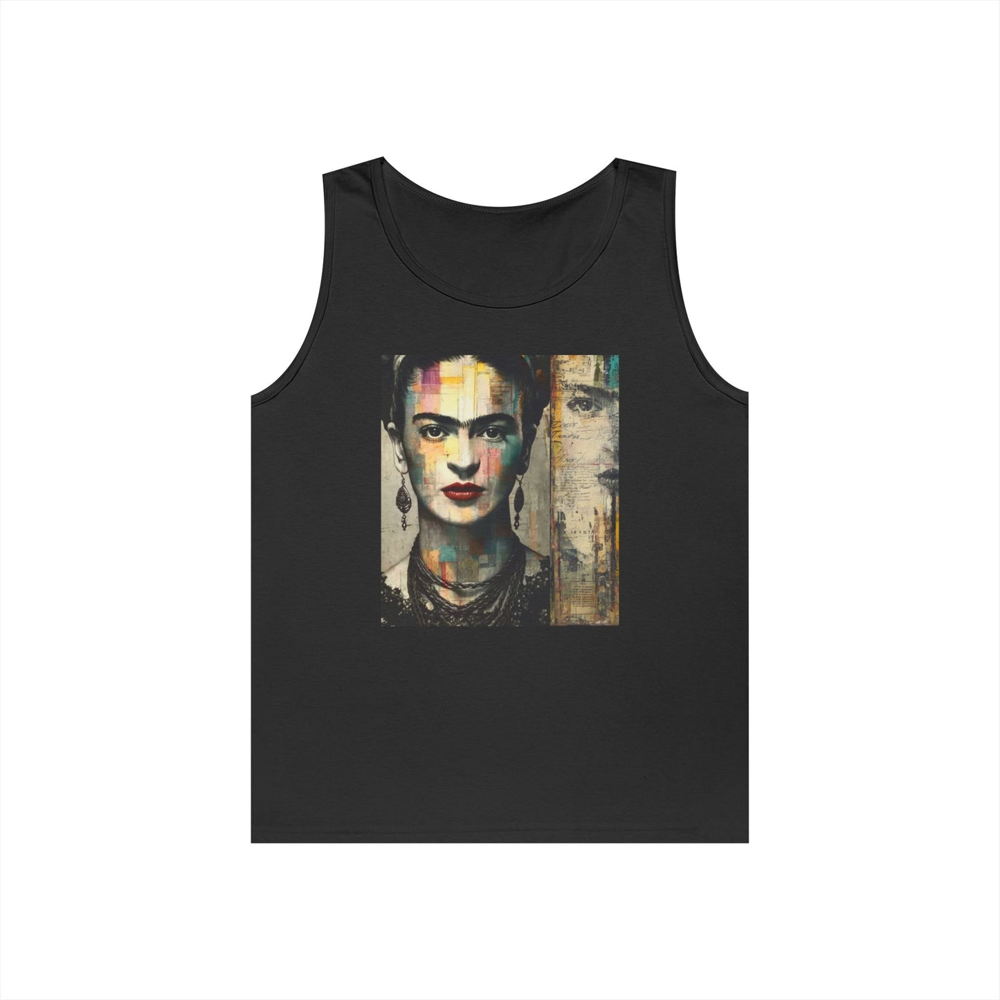 Frida Inspired Unisex Heavy Cotton Tank Top, Art Lover Gift, Summer Fashion, LGBTQ+ Pride Apparel, Boho Style Clothing, Vintage Aesthetic