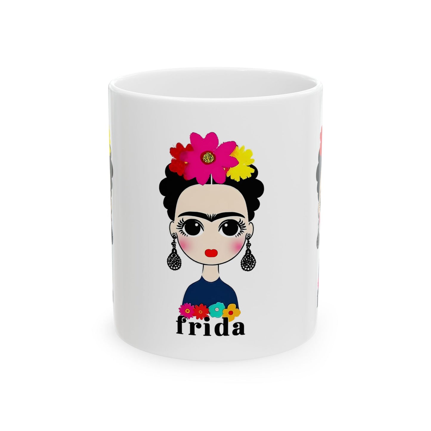 Frida Kahlo Inspired Ceramic Mug - Artistic Coffee Cup for Art Lovers, Gift for Friends, Unique Home Decor, 11oz, 15oz