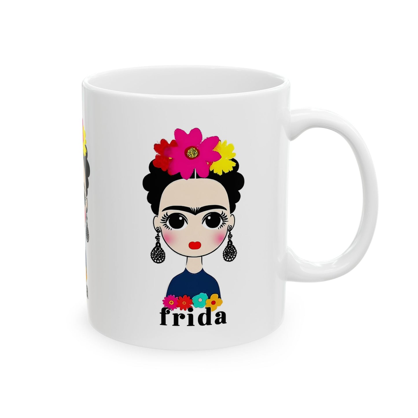 Frida Kahlo Inspired Ceramic Mug - Artistic Coffee Cup for Art Lovers, Gift for Friends, Unique Home Decor, 11oz, 15oz