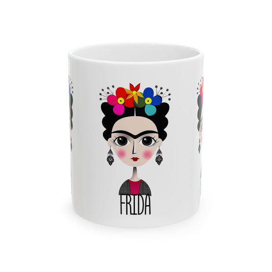 Frida Kahlo Inspired Ceramic Mug - Artistic Coffee Cup for Art Lovers, Gift for Friends, Unique Home Decor, 11oz, 15oz