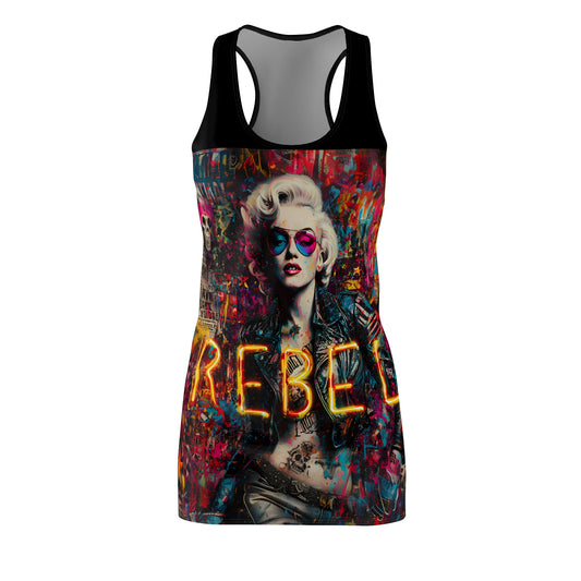 Rebel Vibe Women's Racerback Dress, AOP Summer Dress, Edgy Fashion, Statement Piece, Festival Outfit, Unique Gift Idea