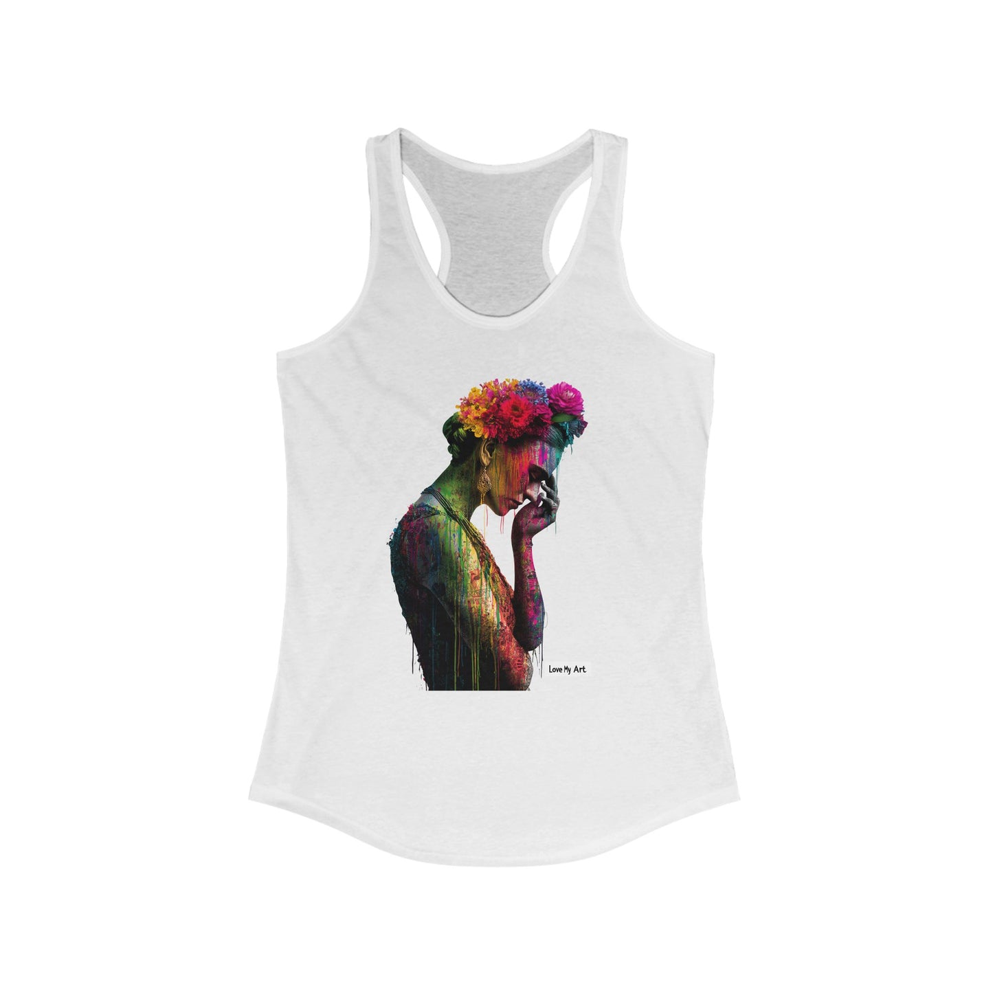 Colorful Floral Art Racerback Tank for Women - Ideal Summer Top