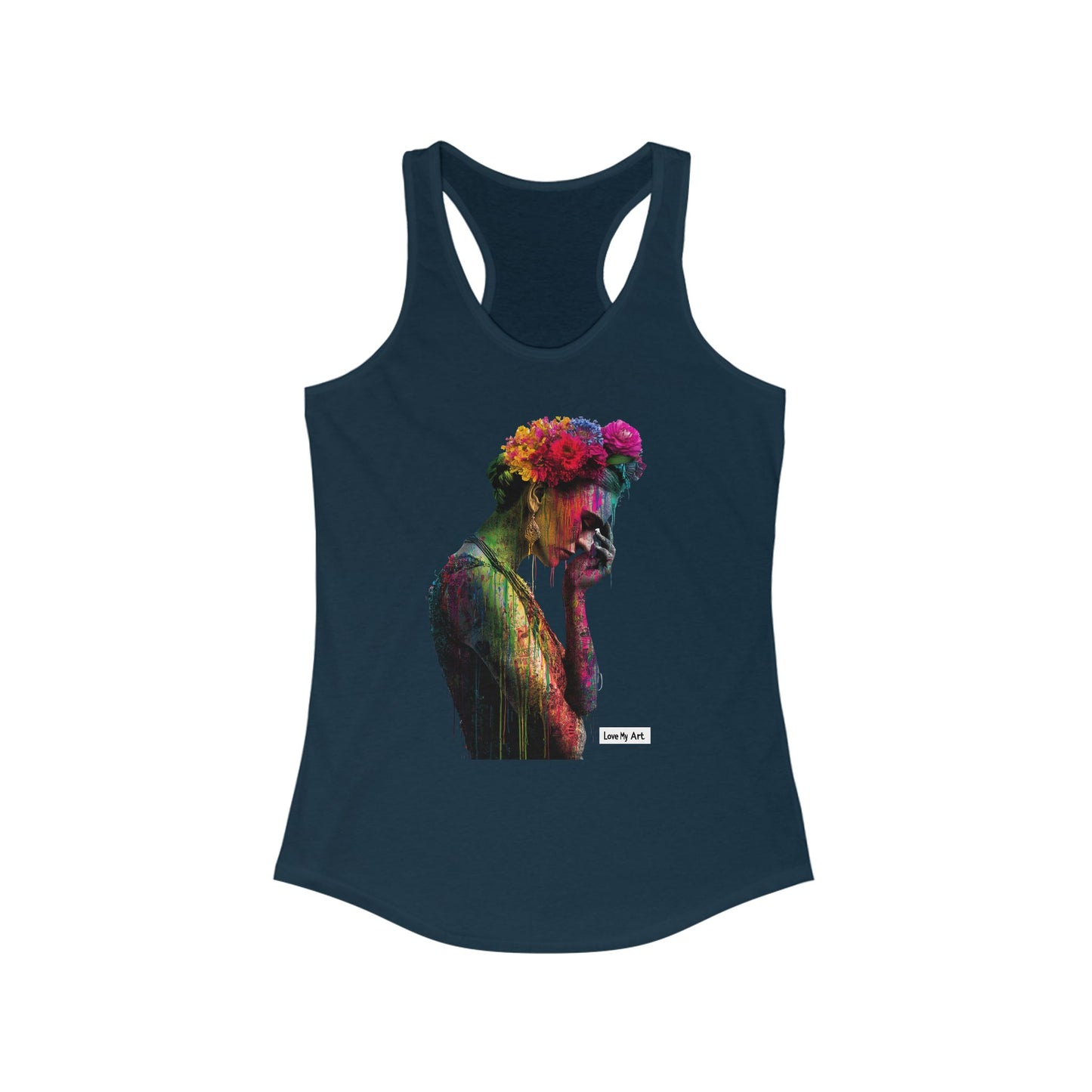 Colorful Floral Art Racerback Tank for Women - Ideal Summer Top