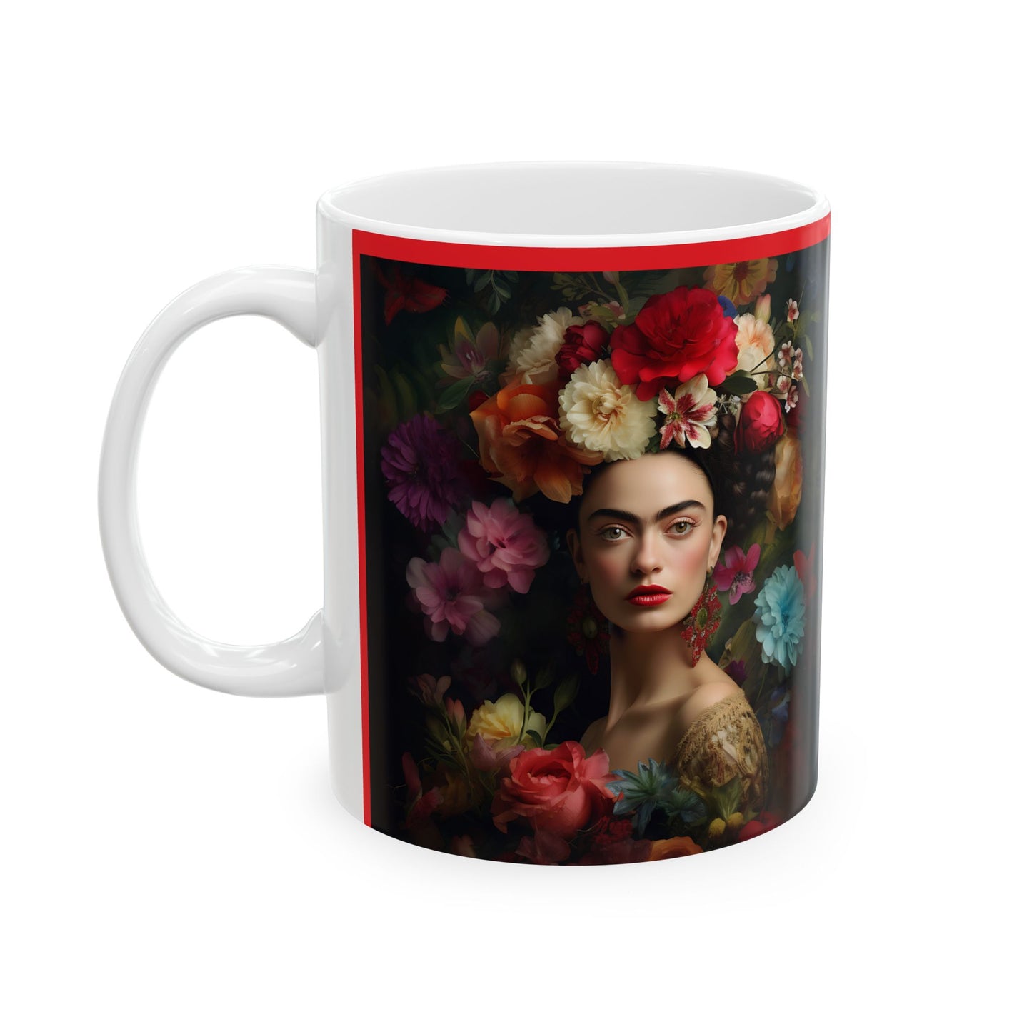 Floral Portrait Ceramic Mug - Elegant 11oz & 15oz Coffee Cup